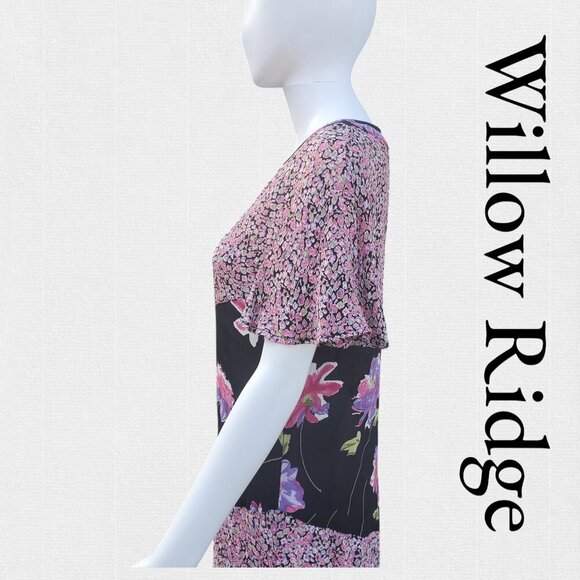 Willow Ridge | Vintage Sheath Dress | Floral Pink & Black | EUC | Petite Medium - Picture 3 of 9
